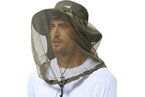 Bassdash UPF 50+ Mosquito Sun Hat with Hidden Head Net and Neck Flap for Men Women Outdoor Fishing Hiking Camping