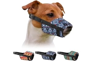MUROM Pattern Dog Muzzle for Small Medium Large Dogs Puppy Print Adjustable Breathable Pet Muzzles Anti Barking Biting Mouth Cover (Aztec, S)