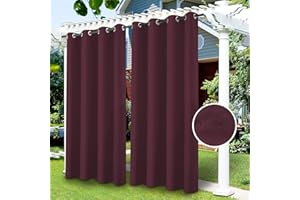 LIVEGO Cortina de Patio al Aire Libre, 1 Panel Opaco Impermeable Cortina térmica aislada al Aire Libre para Porche/pérgola/Yarda/Puerta corredera/cenador (Rojo, 132 x 213 cm)
