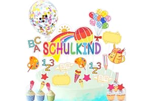 BINXIRUI Tortendeko Einschulung, 27pcs Schulanfang Tortendeko, Kuchendeko Einschulung Mädchen Junge, Cake Topper einschulung für 1. Schultag Schulanfang Party Deko (Farbe)