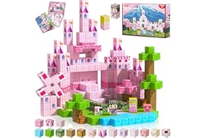 Annexfun Magnetic Building Blocks-100PCS Magnetic Blocks Cubes Tiles, Building Princess Castle Garden STEM Cubes Construction Toys Toddler for Kids Girls Ages 3 4 5 6 7 8 9 10 Birthday Easter Gifts