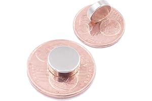 Brudazon | 10 Mini Imanes Discos 10x3mm | N52 Nivel más Fuerte - Los imanes de neodimio Ultra Fuertes | Imán del Poder para la Toma de Modelo, Foto, Pizarra Blanca | Pequeño, Redondo y Extra Fuerte