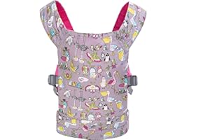 Miracle Baby Marsupio per bambole per bambini, Trasporto anteriore e posteriore con cinghie regolabili per ragazze, accessori per bambole imbottite per bambini, 100% cotone, Animale