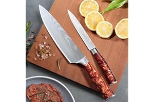 SOSINYA 2 pièces Set Couteau Cuisine Professionnelle:Couteau de Chef 20,5cm & Couteau de cuisine Universel 13cm,Acier Inoxydable Lame Tranchante, Manche Ergonomique Couteaux de cuisine.