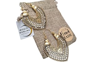 Pendientes Dorados Estilo Bohemio Vintage Chapados en Oro 14K | Aretes Diseño Geométrico Árabe Hueco, Bohemio Occidental Vintage | Joyería Artesanal Hecha en Córdoba. Regalo Original