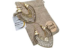Pendientes Dorados Estilo Bohemio Vintage Chapados en Oro 14K | Aretes Diseño Geométrico Árabe Hueco, Bohemio Occidental Vintage | Joyería Artesanal Hecha en Córdoba. Regalo Original