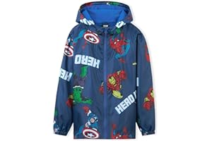 Marvel Impermeable Enfant Garcon, Veste de Pluie Enfant Doublure en Polaire, Vêtement de Pluie Enfant Ado 4-14 Ans Spiderman Avengers