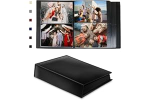 Rdylymx Photo Album 6x4 200 Pockets Photos, Leather Cover Photo Album, Photo Book for Family Wedding Baby Anniversary Valentines Picture Albums Holds 10x15cm Landscape/Horizontal Photos(Black)