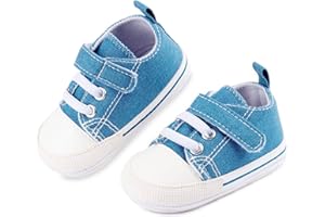 BEBESAR Zapatillas de Bebe Personalizadas con Nombre - Zapatos bebé de Lona Estilo Casual - Regalo Bebe Personalizado - Zapatos de 0 a 6 Meses (Azul, 18)