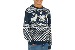 NOROZE Boys Girls Unisex Children Kids Merry Christmas Dinosaur Tree Hat Reindeer Snowflake Pom Polar Bear Dino Roar Mas Knitted Novelty Ugly Xmas Jumpers Sweater Top UK Sizes 3-13 Years