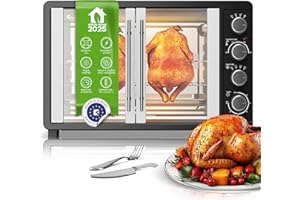 TURBOTRONIC BY Z-LINE TurboTronic Mini four à chaleur tournante, 45 l, noir, 2000 W, tournebroche, minuterie, mini four, plaque de cuisson, éclairage intérieur