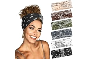 BELEVO Hair Bands for Women, 6 Pcs Elastic Head Bands Boho Wide Soft Ladies Headband, Yoga Sports Hair Accessories for Women (Paisley)