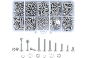 BATEYA 390 Stk Kreuzschlitz-Linsenkopfschrauben Mutter und Bolzen Set, M3 Mutter und Schrauben Set Maschinenschrauben Verschiedene Mutter und Unterlegscheibe Set (6/8/10/12/16/20/25mm)