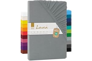 Lavea® Lenzuolo con Angoli Una Piazza e Mezza 120x200 cm - 100% Cotone Morbido e Traspirante - per Materassi alti fino a 20 cm - con Elastico in Jersey - Grigio medio