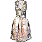 Alpenmärchen Dirndl Liane Grau - Midi-Länge Mit Schürze Gr.32-54