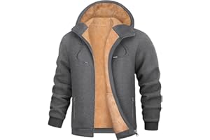Xnova Sweat à Capuche Homme avec Zippée Hiver Sweat Polaire Zippé Chaud Épaisse Sherpa Manches Longues Survêtement Gilet Homme Hoodie