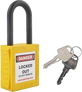 Asian Loto Nylon OSHA Safety Padlock - With Di-Electric Shackle - Different Key,Yellow