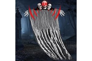 ZQEJEFD Fantasmi Appeso di Halloween, 100 x 80cm Puntello di Halloween Fantasma Appeso Scheletro Volante Fantasma, Fantasma Luminoso Appeso, Decorazione di Halloween per Interni ed Esterni per Feste