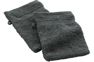 Douceur d'Intérieur Elegance - 2 Guantes de baño (15 x 21 cm) Antracita, 100% algodón Liso