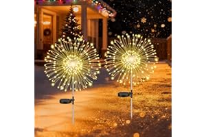 BLAKAPOO Luci Solari Giardino Esterno, Fuochi d'artificio Solari 150LEDs, 8 Modalità, IP65 Impermeabile Dandelion Luci Solari per Patio Balcone Sentiero Prato Matrimonio Decorative, Bianco Caldo, 2 Pezzi