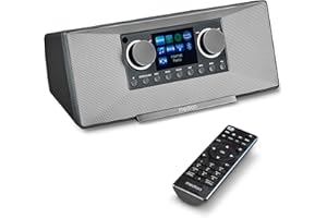 MEDION P85333 Internetradio mit DAB+ (WLAN, UKW, Spotify Connect, Amazon Music, DLNA, USB, Kopfhörer-Anschluss, AUX, Stereo Line-Out Cinch, Sleep Timer) grau