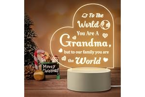 Elequaint Christmas Birthday Gifts for Grandma, Grandma Christmas Gifts from Grandchildren, Personalized Acrylic Night Light Keepsake, Unique Gift Ideas for Grandma/Nana/Nanny/Nan