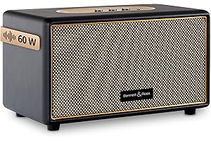 Bennett & Ross BB-860BK Blackmore - Retro Bluetooth Lautsprecher in Lederoptik - 60W Stereo Speaker mit Bass - USB-Anschluss - kabelgebundene Vintage Box - 3,5mm Klinke Aux-Anschluss - Schwarz