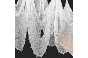 PAPU 6 x 1.50M Halloween Deko Stoff Gruseliges Tuch Weiß,Gruseliges Käsetuch Große Horror Halloween Dekoration Innen Outdoor Gruseliges Tuch Gothic Halloween Party Tischdeko Türen Vorhang