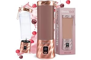 ‎BLENDYGO Blender bezprzewodowy BlendyGo 3® przenośny mini blender do smoothie i koktajli, USB, mikser, kruszy lód i mrożone owoce, technologia PulseMotion & BlendPro, 550 ml (Rose Gold)
