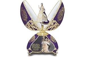 The Bradford Exchange 'Her Majesty, Queen Elizabeth II' Musical Egg – A unique royalty-inspired Fabergé-style Heirloom Porcelain music egg. Plays the melody: ‘Pomp and Circumstance
