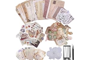 Carreuty Lot de 290 autocollants pour scrapbooking esthétique, pack de papier et autocollants pour livre décoratif DIY et fournitures d'étude, kit de papier pour scrapbooking, kit de journal (kit Art