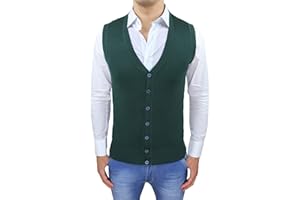 Evoga Gilet smanicato uomo slim fit casual elegante corpetto maglia cardigan bottoni