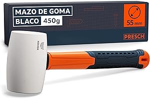 Presch Mazo blanco 450g - Martillo de goma dura con mango de fibra de vidrio - ⌀=55mm - El caucho natural blanco evita las rayas en las superficies claras