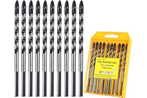 luwiscook 10PCS 6mm Tile Drill Bit, Professional Bit for Porcelain Ceramic Tile, Concrete, Brick Wall, Glass, Plastic, Cement and Wood, Industrial Strength Drill Bits Set (6mm x 10pcs)