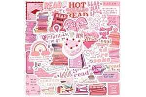 Irikdescia 62 Pegatinas de Libros, Lectura Estética, Vinilo para Ordenador, Guitarra, Funda para Teléfono Móvil - Regalos para Mujeres, Niñas, Amantes de los Libros (Rosa)