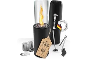 ‎FLAMMTAL flammtal Helix Standing Fireplace for Garden, Patio, Balcony Decoration, Outdoor Bioethanol Fireplace, 8 Hours Burning Time, 86 cm High, Freestanding Ethanol Standing Fireplace with Tornado Flame,