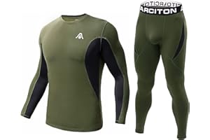 ARCITON Ropa Interior Térmica Hombre,Conjuntos térmicos Hombre Funcional Capa Base Forro Polar Invierno Camiseta Termica Hombre Manga Larga Pantalones Largos para Running Esquí