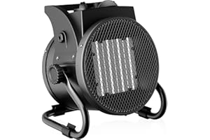 WilTec Chauffage infrarouge Céramique 3kW 3000W Thermostat Radiateur 3 niveaux Réchauffement 40m² Salon Garage Cave Atelier