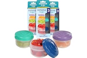 Sistema TO GO Mini Bites Snack Pots | 130 ml | Stackable Snack Boxes for Kids Travel | Food Containers with Lids | 9 Count