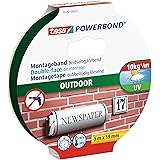 tesa Powerbond Outdoor - Doppelseitiges Montageband für den Außenbereich - Wasserfestes, starkes, UV-beständiges Klebeband - 