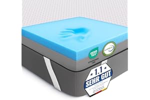 ‎MKS MKS 2-in-1 Gel Topper – Gelschaum Topper 180x200cm mit H3 & H4, 5-Schichten-System, Druckentlastung, Mesh-Seiten & Elastikbändern – Ideal für Seiten-, Rücken- & Bauchschläfer