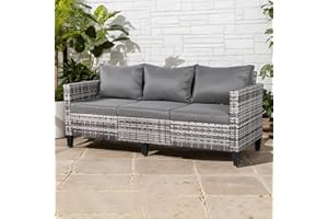 Rattan Park Sofás de Jardín de Poliratán – Conjunto Modular de Muebles de Exterior para Terraza y Patio (Gris, 3 plazas)