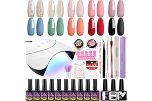 Kit Vernis Semi Permanent Complet, Phoenixy Kit Ongle Gel U V Complet avec 36W Lampe U V/LED 10 Couleurs Vernis Ongle Gel Kit Des Outils Complet pour Manucure