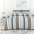 LORETO - A QUALITY LINEN BRAND 100% Cotton Bedsheet for Double Bed, 1 Double Bedsheet with 2 Pillow Covers | 144 TC Queen Size Double Bedsheet Cotton, Classic Stellar Striped