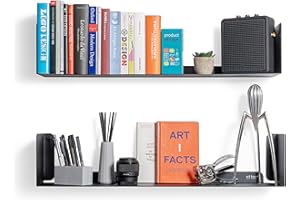 etterr | Confezione da 2 Mensole da Muro | 70x15 cm | 100% Acciaio | Prodotto in Europa | Mensola Nera | Libreria da Parete | Mensole da Muro Design | Cameretta e Cucina