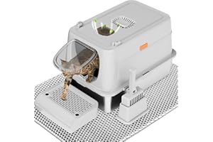 CITYLIFEHOUSE Citylife XL Stainless Steel Cat Litter Box with Lid, Extra Large Enclosed Removable Metal Litter Tray with Litter Scoop&Double Layer Litter Mat, Non-Sticky, Non-Odor, Easy Cleaning, for Big Cats