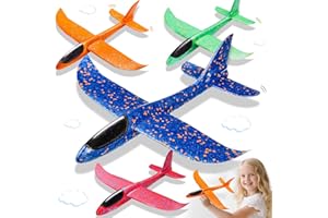 LUNARECLIPSE 37cm Glider Planes for Kids - 14.57 Inch 4PCS Foam Plane Toys, Polystyrene Airplane for Kids, Garden Outdoor Games Toys, Family Outdoor Sport for 3 4 5 6 7 Year Old Boys Girls Birthday Gifts