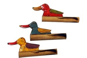 GURU SHOP Musikinstrument aus Holz, Handgearbeitet Pfeife, Flöte, Spaß Trompete - Bambus Tröte 1, Braun, Musikinstrumente