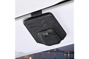 Coolicee Car Storage Glasses Card Holder Neodymium Magnet Glasses Card Storage Genuine Leather Sunglasses Clip Convenient to Secure Car Sun Visor Car Coin 2 in 1 Car Storage Glasses Holder (Black)