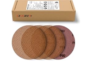 GEOGIEEW 45 Pcs Discos de Lija Malla, 150mm Malla de Lijado Grano 80, para Pulido de Metalesy Madera Lijadora Orbital